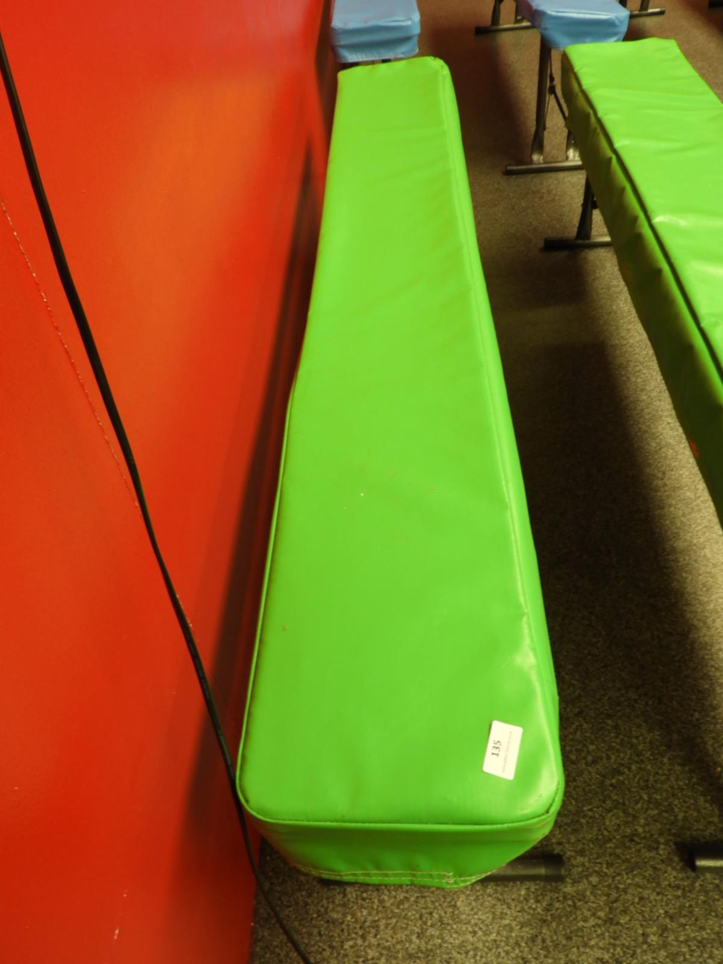 *Bench with Folding Legs and Green Vinyl Top