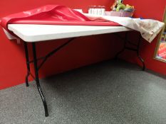 *6ft Folding Table with Red Vinyl Cover