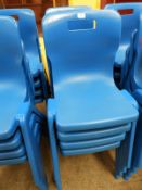 *Eight Blue Plastic Stackable Dining Chairs by Titan