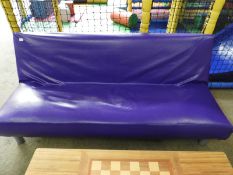 *Three Seat Sofa on Tubular Legs with Purple Vinyl Cover