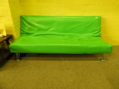 *Three Seat Sofa on Chrome Legs with Green Vinyl Cover