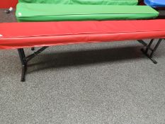*Bench with Folding Legs and Red Vinyl Top