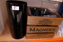 * Magners cooler crate and black vase