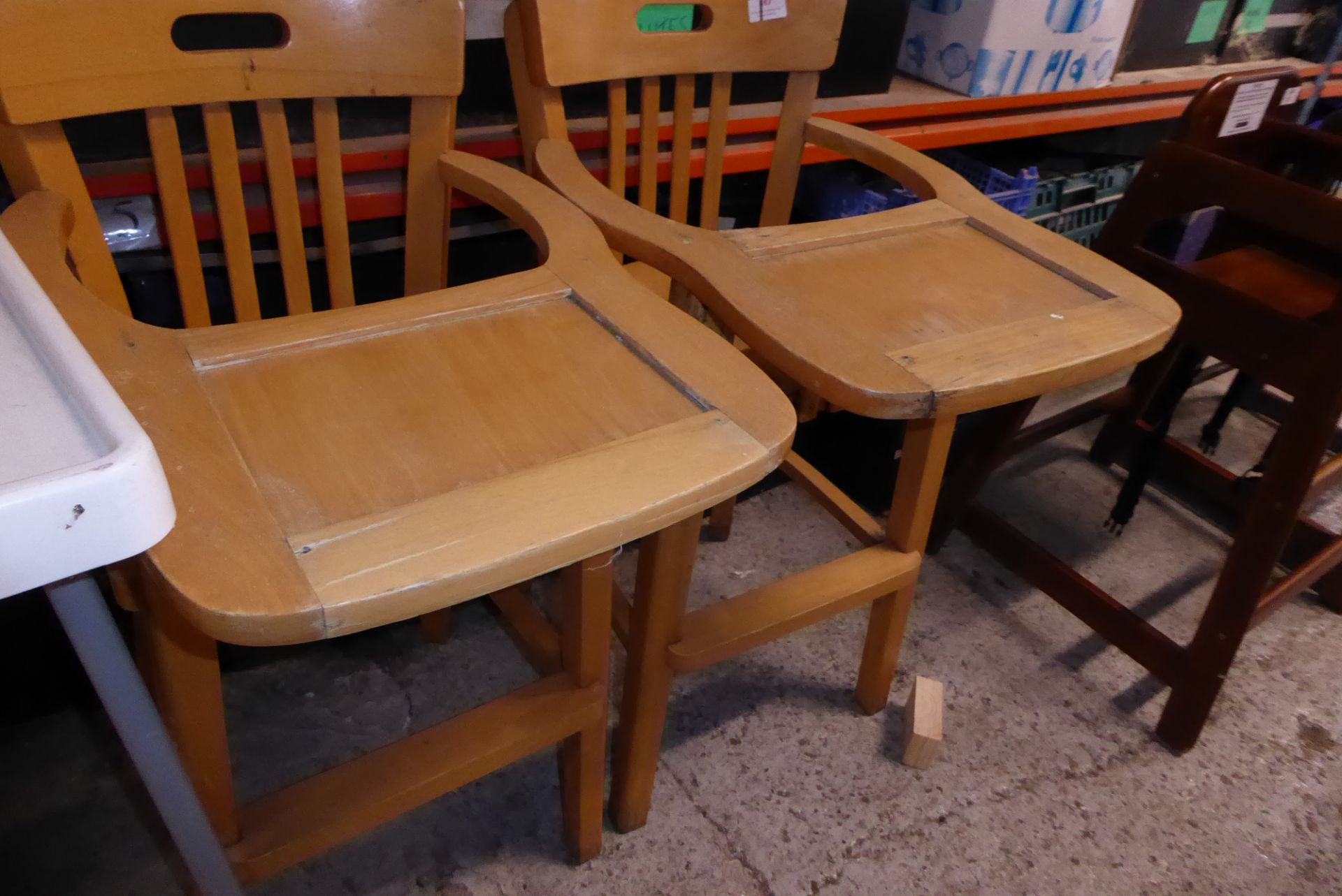 * Pair of beech kiddies highchairs - Image 2 of 2