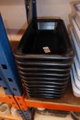 * 11 black heavy ceramic rectangular salad display pots by Emile Henry 320 x 180 x 65