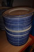 * Approx. 40 white dinner plates with blue rim 250 diameter