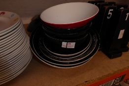 * 9 assorted snack bowls black and red