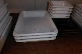 * 13 various sized black and white retangular salad display pots 330 x 260x 65 and 175 x 160 x 65