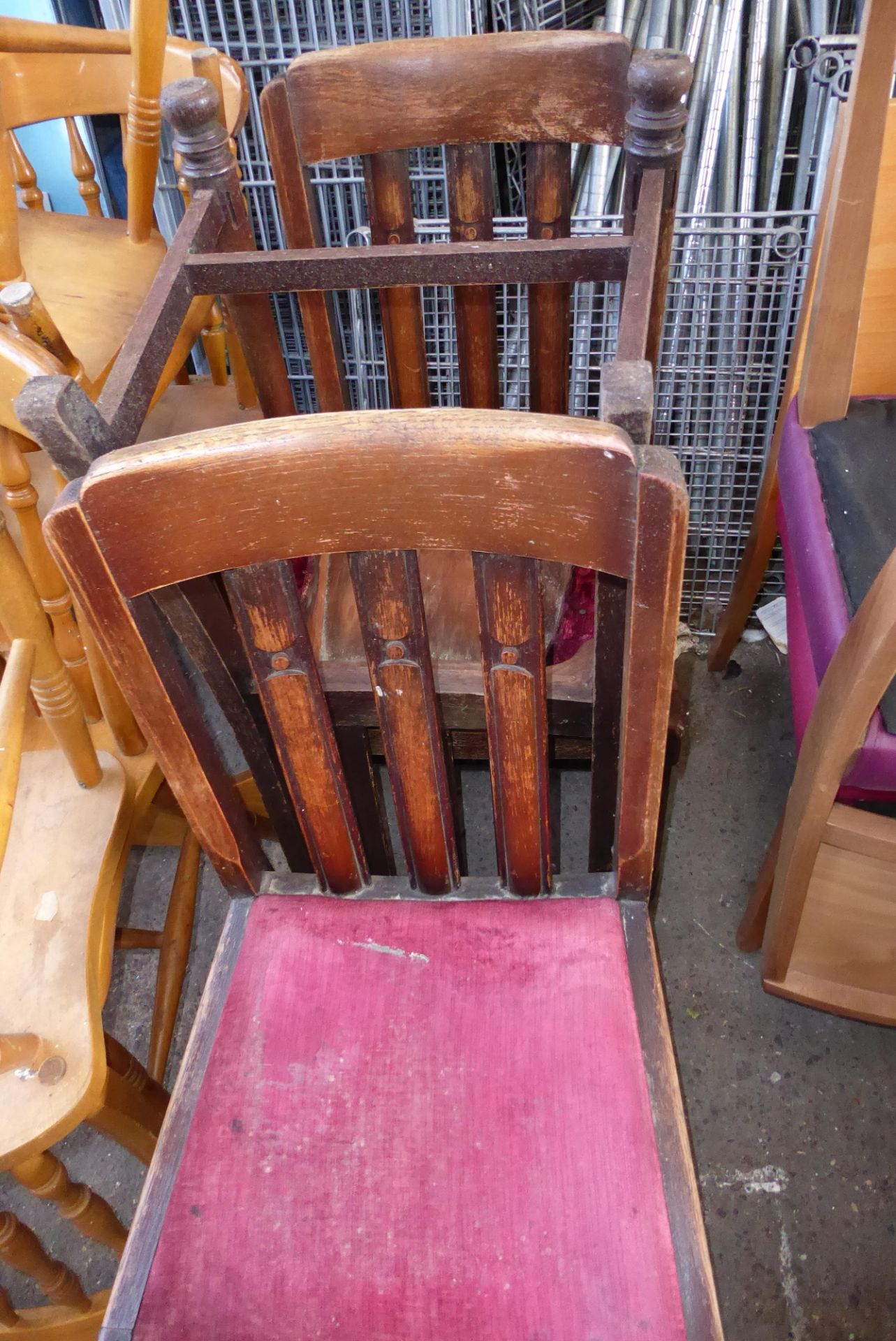 * Set of 4 old fashioned oak dining chairs original condition - Image 2 of 2