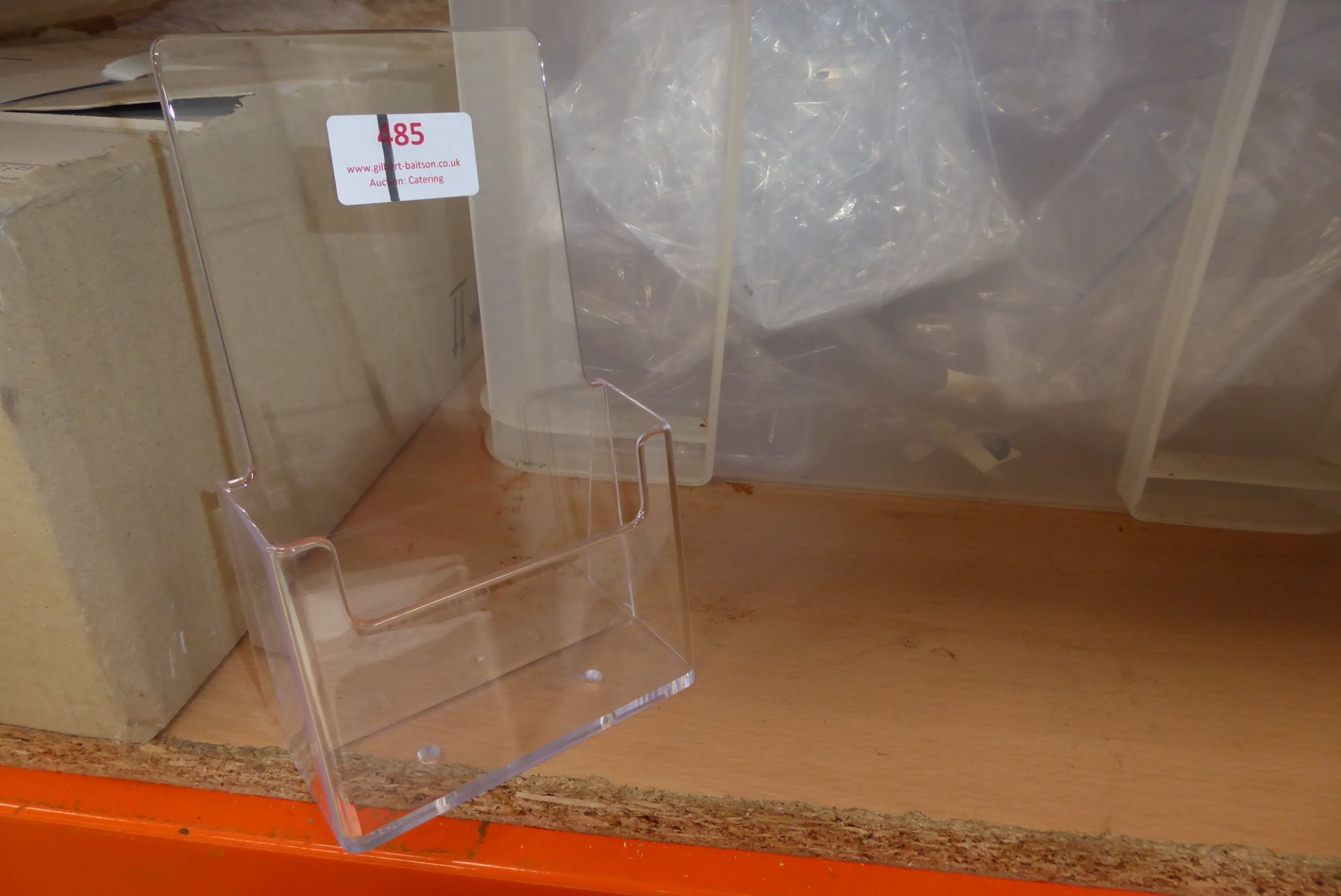 * Crate containing large quantity of new 1/3 A4 leaflet dispensers