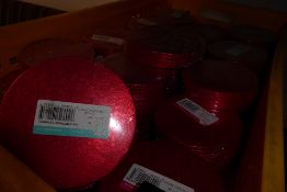 * Large quantity of circular red foil covered cake mats 125 mm dimeter- 3 large boxes full