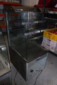 * Counter line ambient display unit with glass shelves and lighting 600 x 750 x 1470 rear door