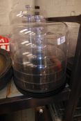 * 4 plastic cake display domes with black bases