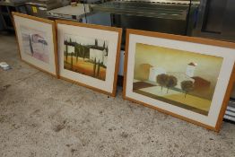 * 3 large oak framed prints 1000 x 800