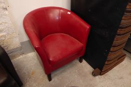 * Red leatherette tub chair