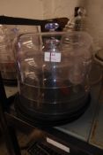 * 3 plastic cake display domes with black bases