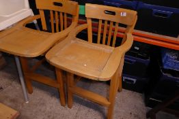 * Pair of beech kiddies highchairs