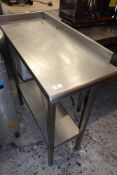 * Stainless steel corner side table with upstands and undershelf 400 x 900 x860