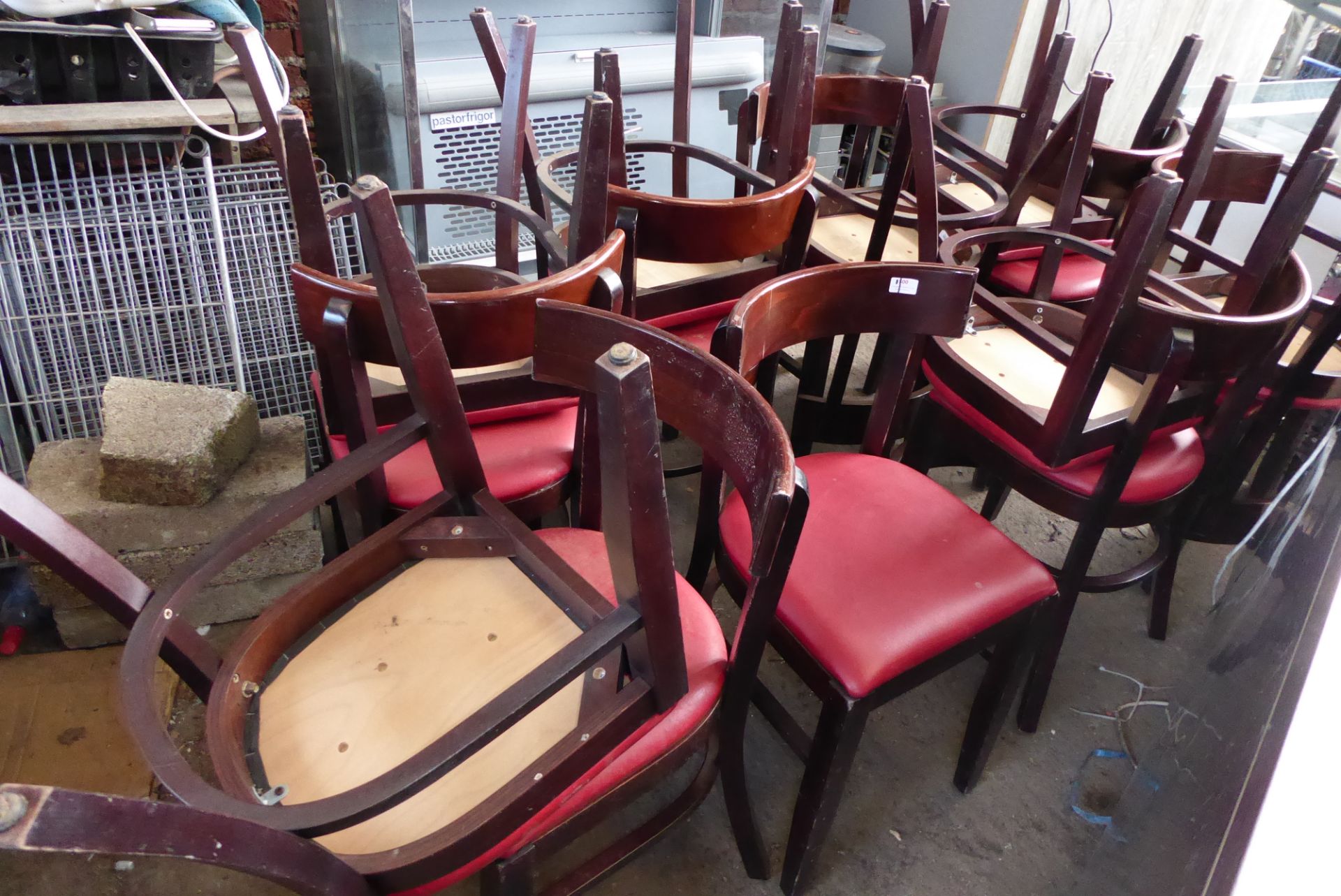 * 15 red vinyl padded dining chairs - Image 2 of 2