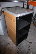 * Resin-topped cupboard/stand/till unit with shelved understorage 540 x 600 x 1080 mobile on locking