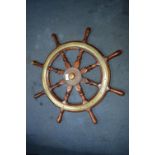 Brass & Wood Ships Wheel