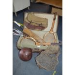 Vintage Suitcase and Sports Equipment