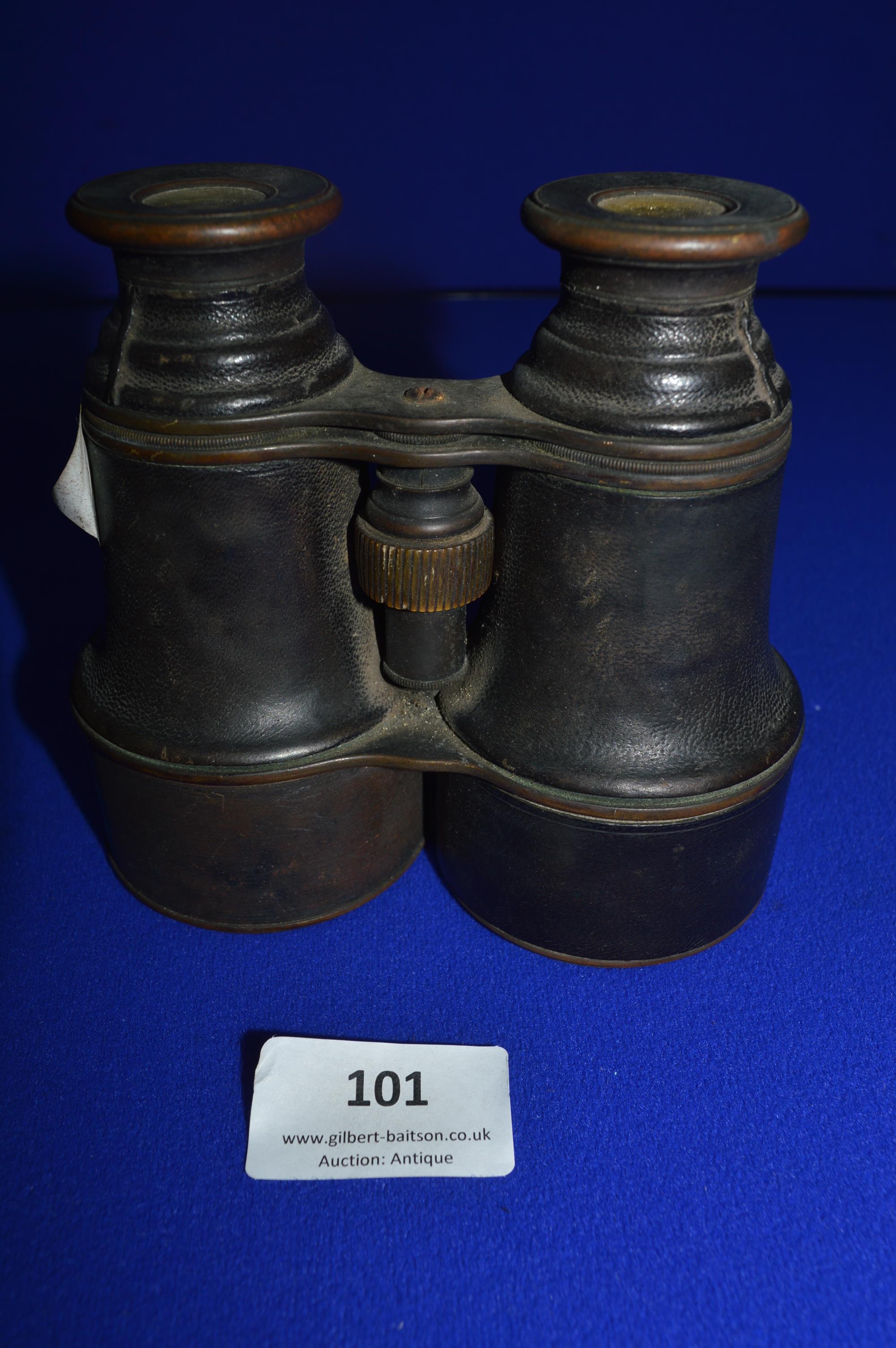 Victorian Brass Leather Cased Binoculars - Image 2 of 4