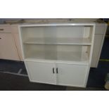 1960's Cream Painted Wall Cabinet with Frosted Glass Doors
