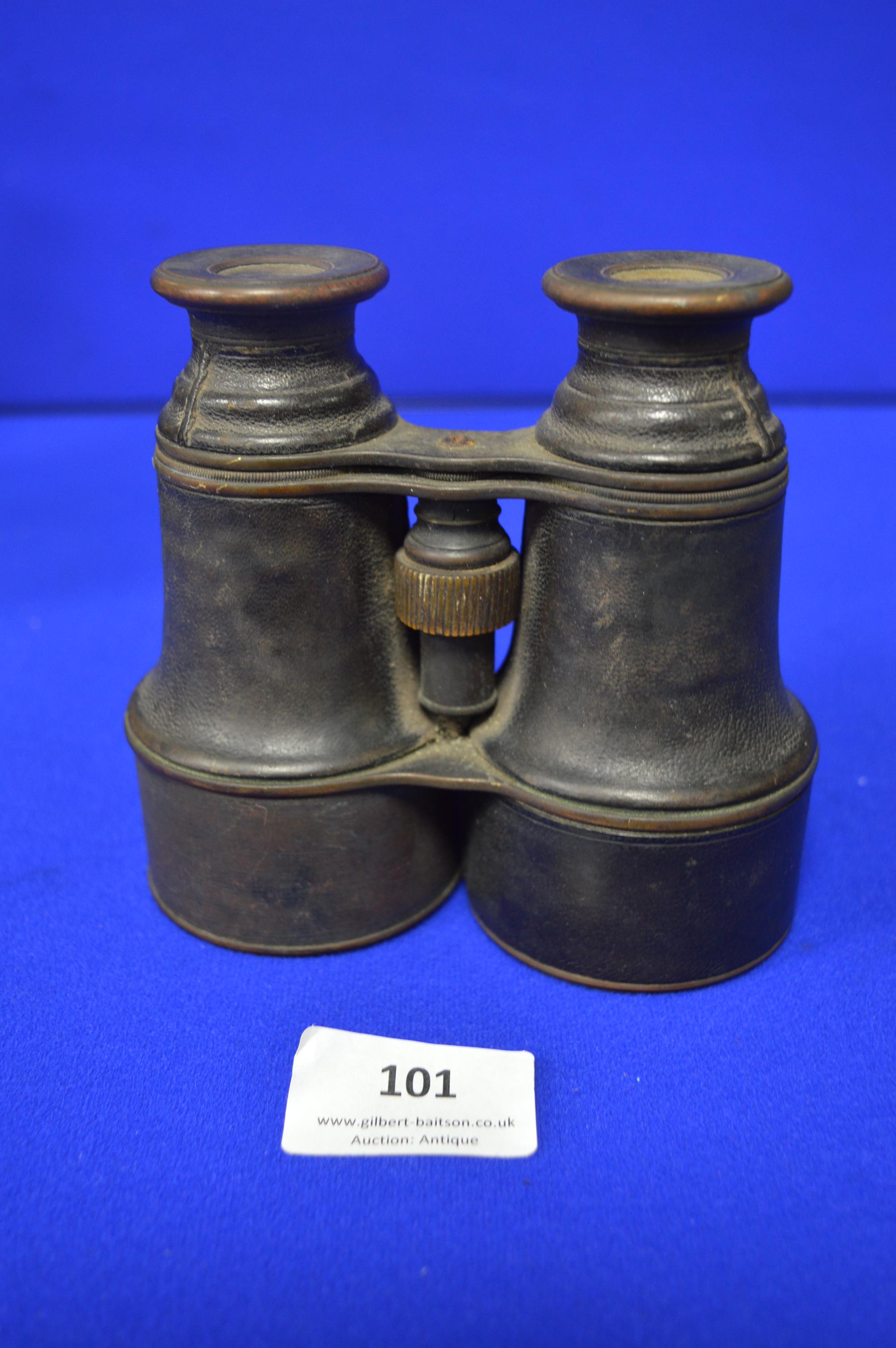 Victorian Brass Leather Cased Binoculars - Image 3 of 4