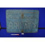 Kingston upon Hull Corporation Water Department Private Aluminium Sign