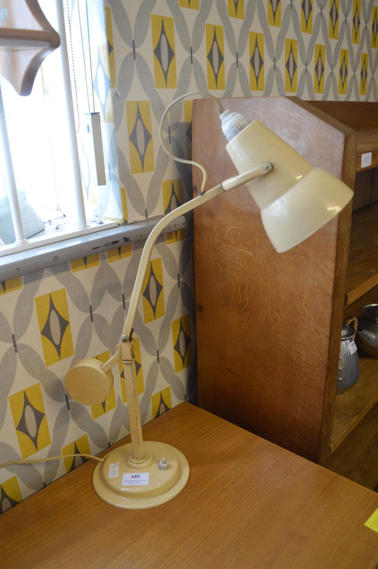 1950's Cream Adjustable Desk Lamp