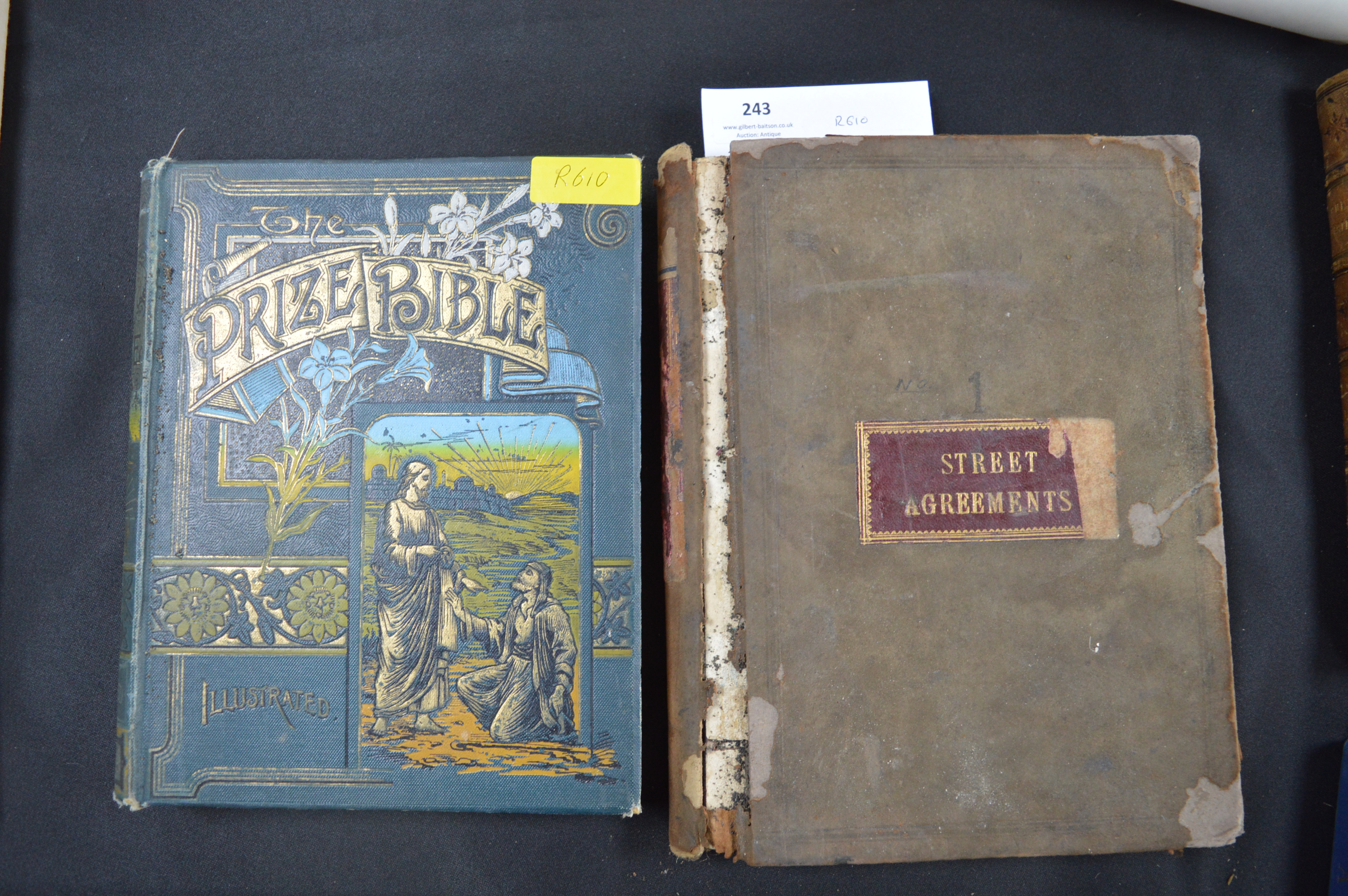 Hull Waterworks Street Agreements 1870 (slightly distressed), plus a Volume of the Prize Bible