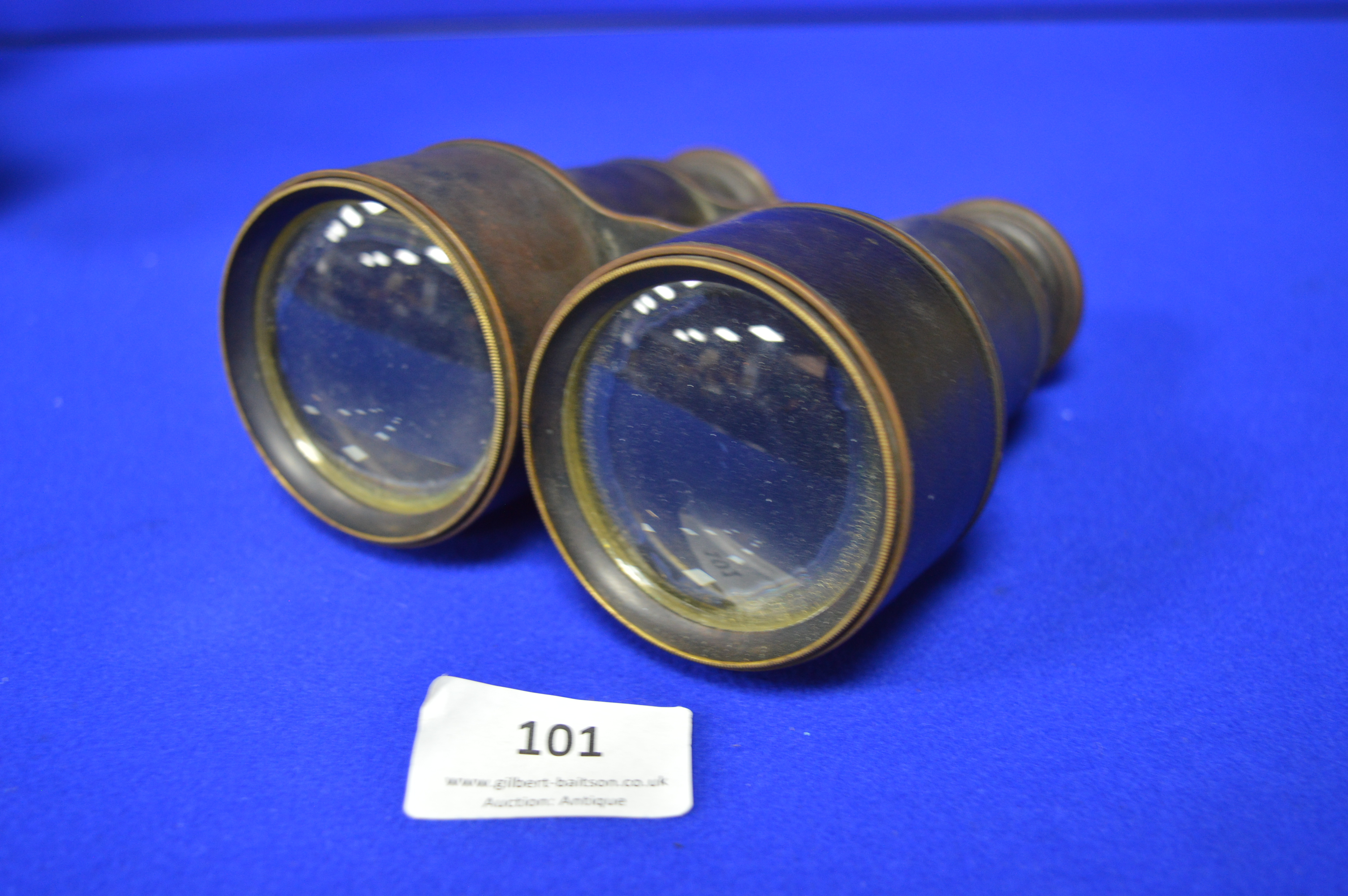 Victorian Brass Leather Cased Binoculars - Image 4 of 4
