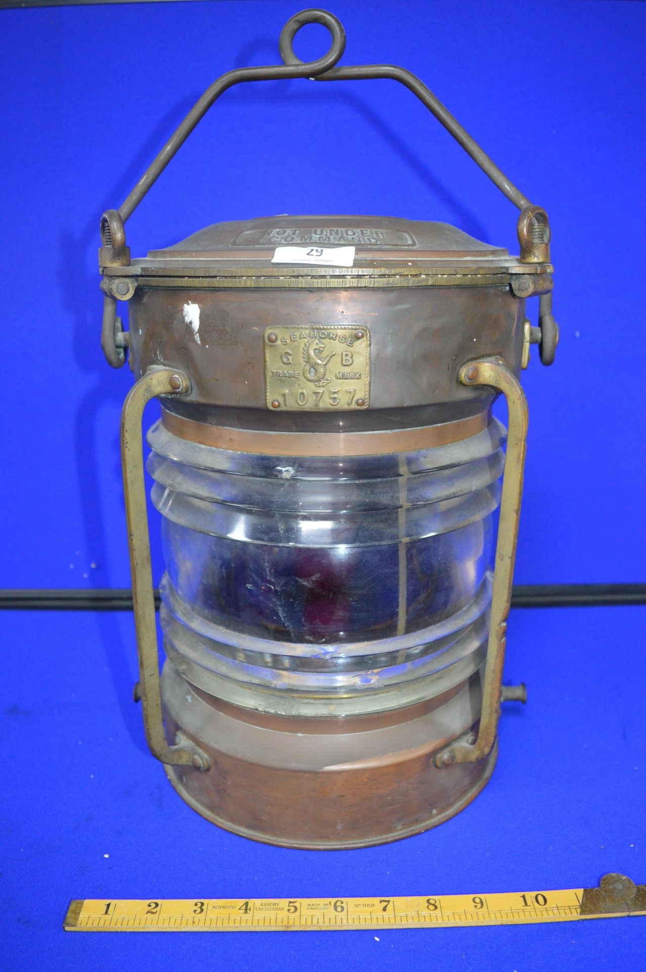 Seahorse Brand Copper Portside Ships Lamp; Not Under Command - Image 2 of 3