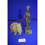 Carved Jade Elephant and a Chinese Lady