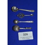 Two Silver Mustard Spoons etc.