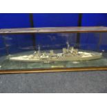 Scale Model of HMS Sheffield (WW2) in Glass Case - Case Measures Approx - 108 x 32 x 33cm