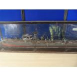 Scale Model of WW1 Gunship in Glass Case (Wear & Damage to Wooden Frame) - Case Measures 117x20x36cm