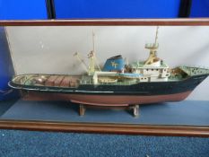 Scale Model of The Trawler Lady Joanna in Case 93 x 39 x 19.5cm