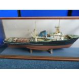 Scale Model of The Trawler Lady Joanna in Case 93 x 39 x 19.5cm