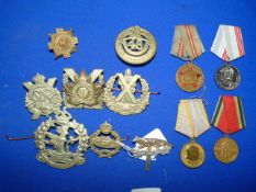 Four Russian Medals & Eight British Cap Badges