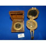 Two Reproduction Brass Compasses