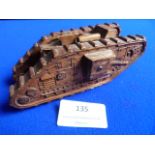 Scratch Built Wooden WWI Tank ~13.5cm long