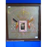 Framed Embroidery Souvenir of Egypt 1916-1917 ~51.5x53.5cm (damage to bottom of frame)