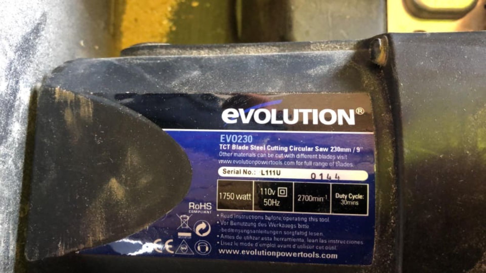 * EVOLUTION Steel Cutting Circular Saw Model No. EVO230 in case 110v Working Order - Image 3 of 4