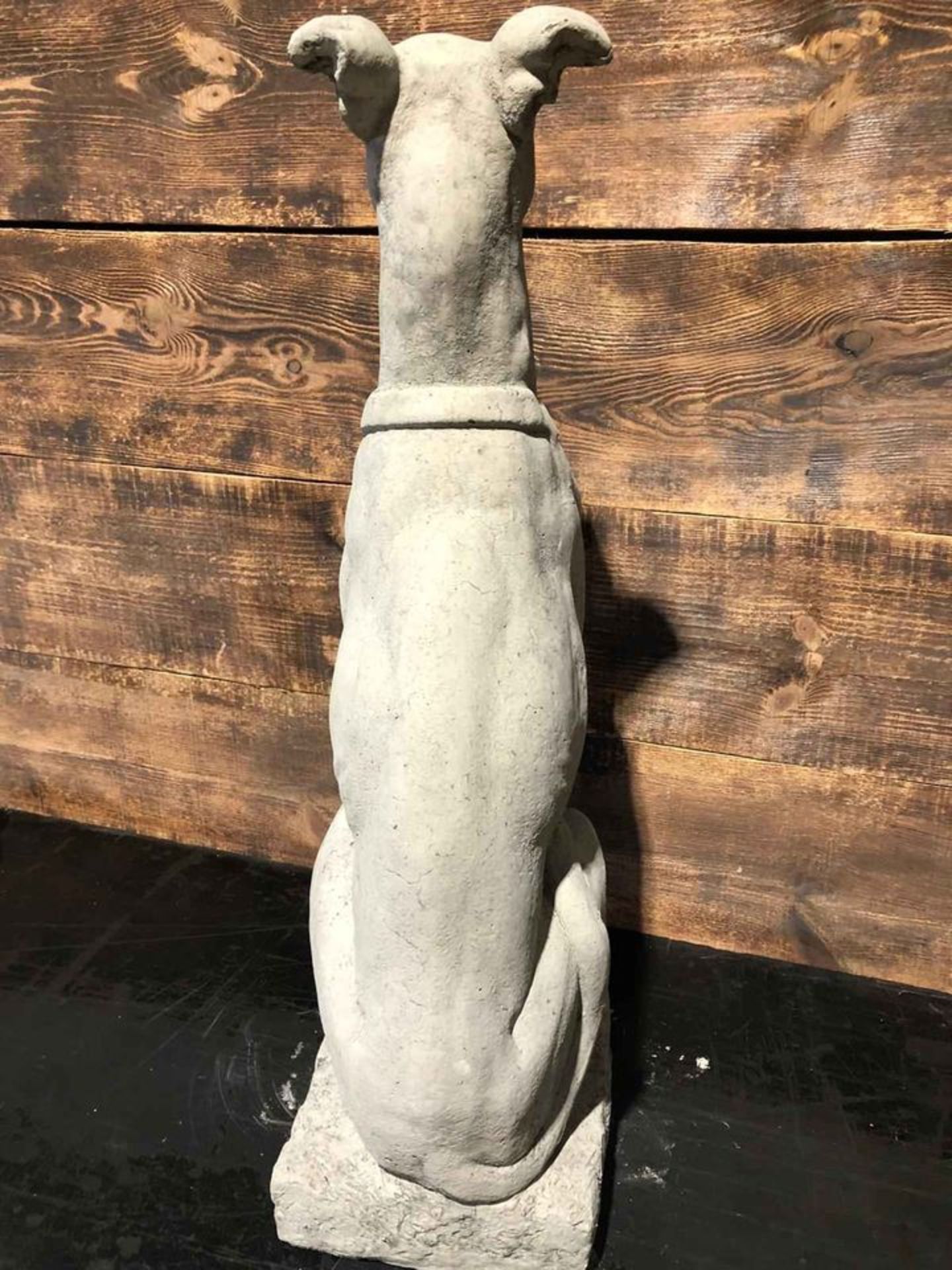 * Large Stone Greyhound sitting on a plinth - Image 2 of 3