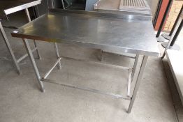 * Stainless steel table with upstand 1200 x 650 x 850