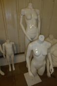 * Headless female mannequin on stand with articulated arms + headless female body on stand