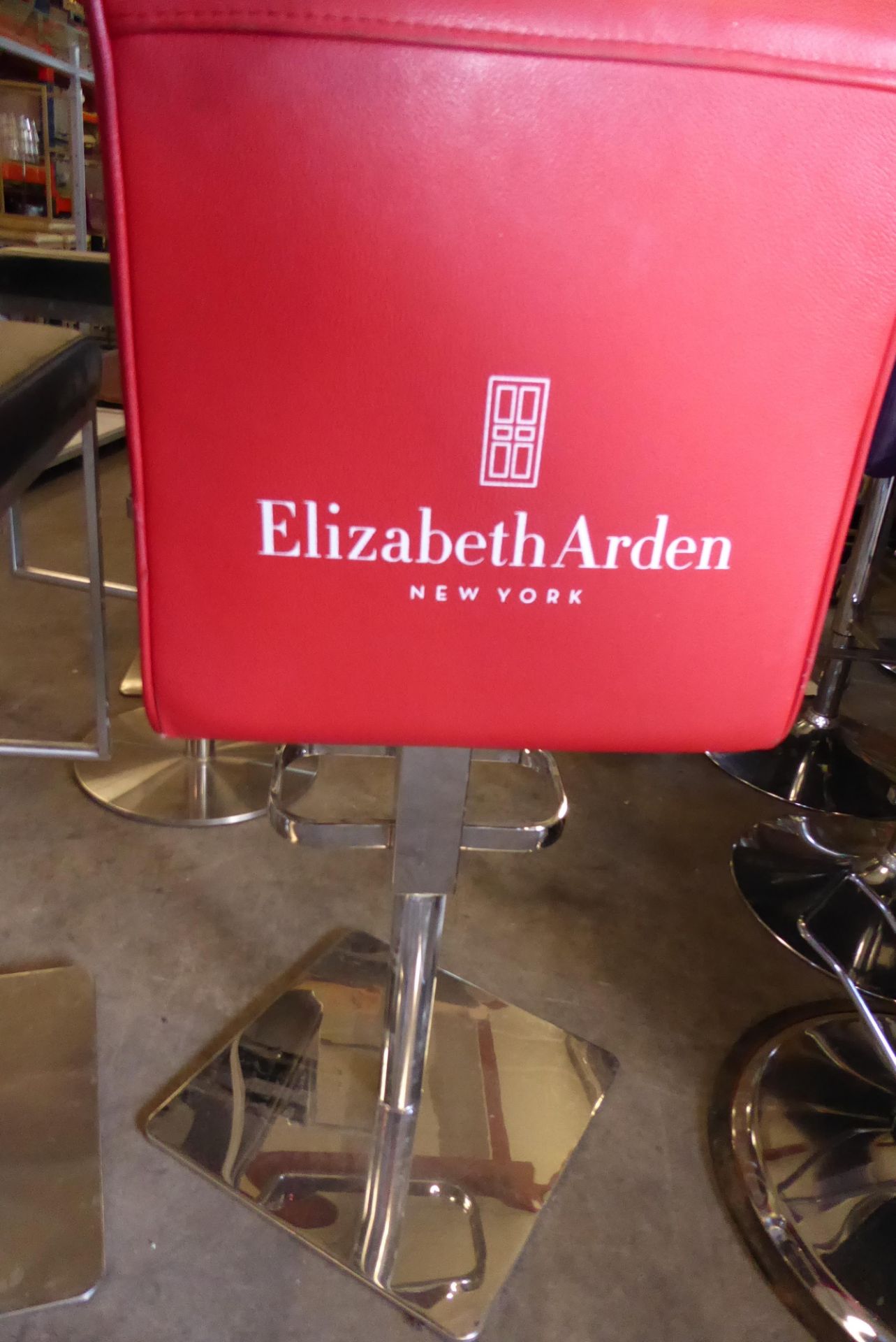 * Red adjustable gas strut chrome base Elizabeth Arden branded chair - Image 3 of 3