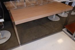 * low maple and nickel framed display table. 1200w x 850d x 600h